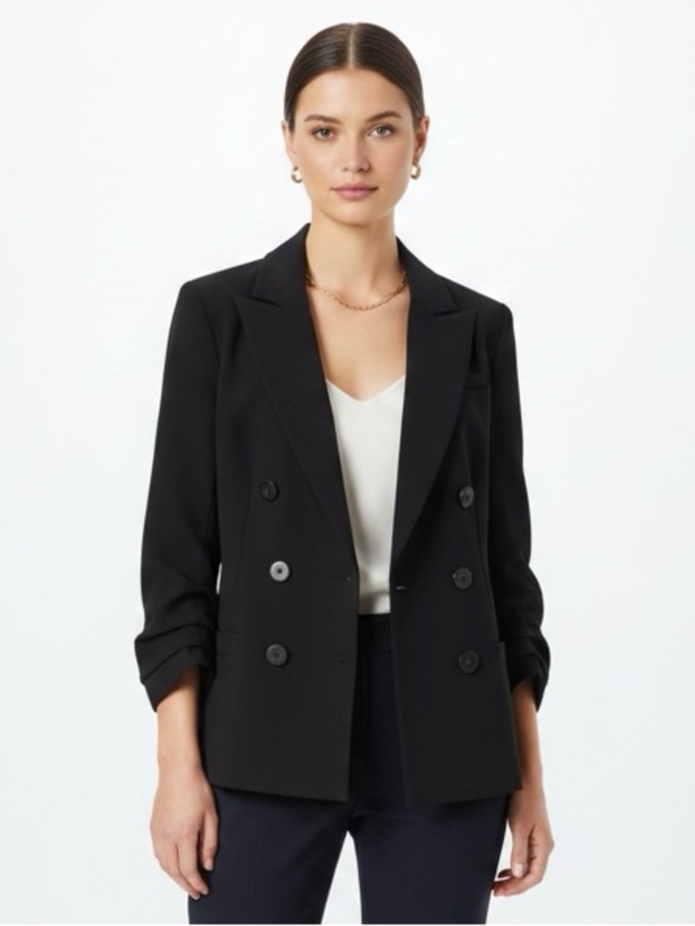 Adrienne Vittadini Black Double-Breasted Blazer